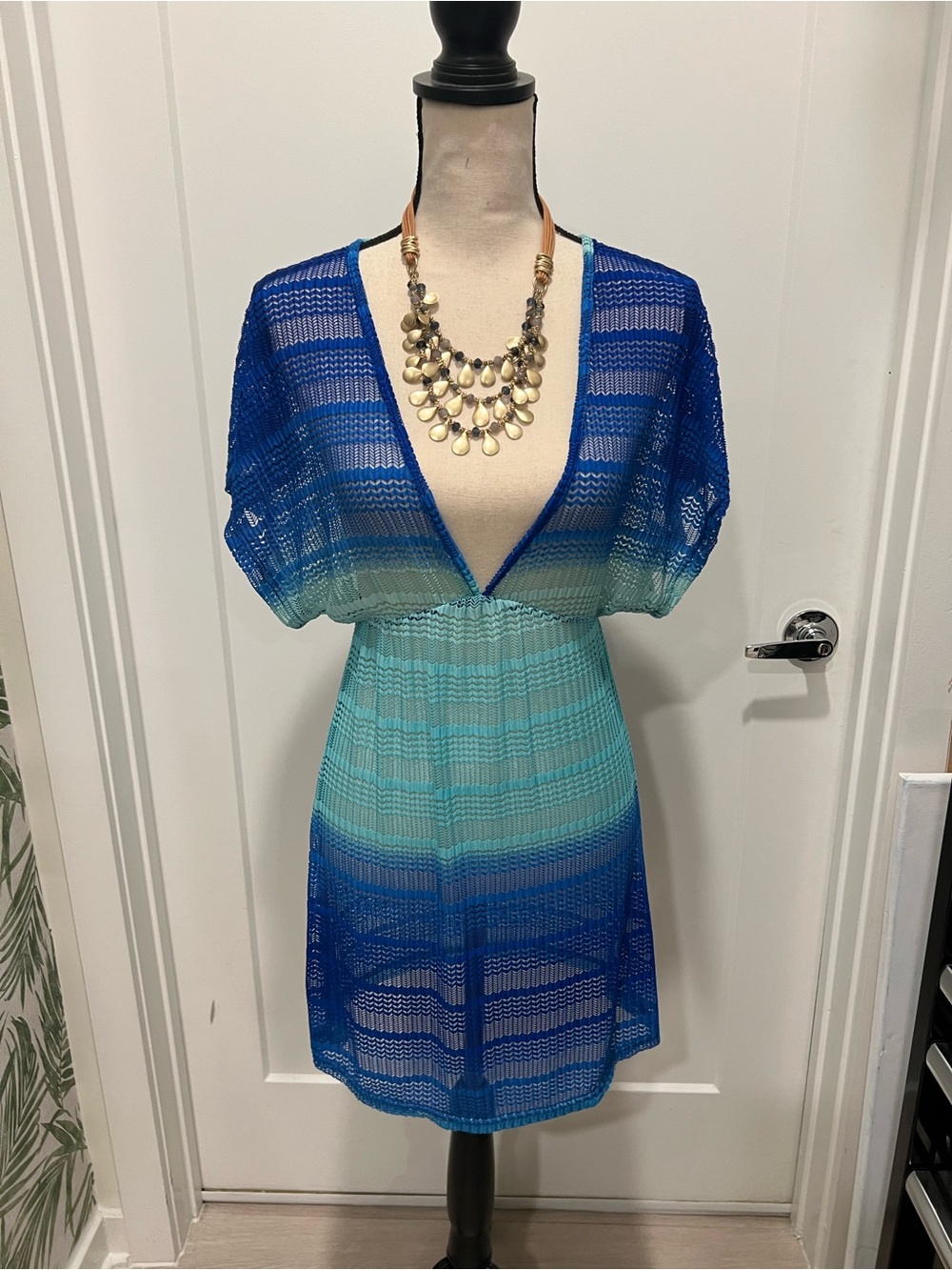 Like new! Blue Gradient Crochet Swim Cover-Up Dress - Perfect condition